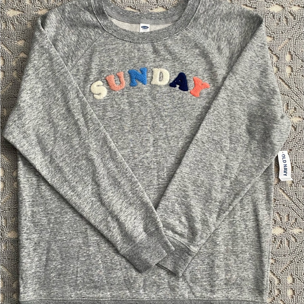 BRAND NEW OLD NAVY GRAY SUNDAY SWEATSHIRT SIZE LARGE